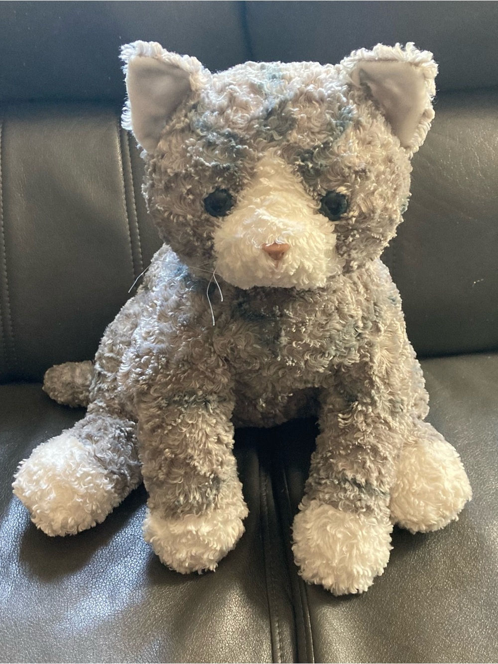 VTG Gund Bootsie Kitty Cat 20" Large Plush Y2K Curly Gray White Blue Eyes 42442